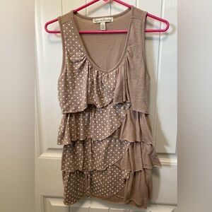 French Laundry polka dot ruffled layer top. Size Large. Sleeveless.